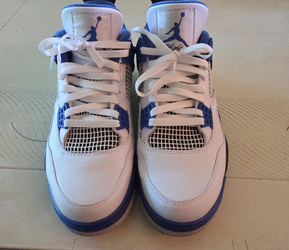 Jordan Mens White and Blue Sneakers